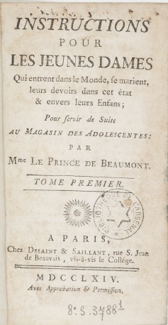 Instructions pour les jeunes dames, tome 1 par Jeanne-Marie Leprince de Beaumont