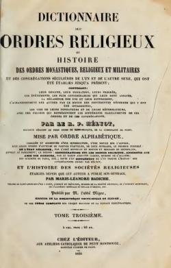 Dictionnaire des Ordres religieux ou Histoire des ordres monastiques, religieux et militaires, tome troisime par R.P. Hlyot