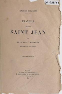 vangile selon Saint Jean par Marie-Joseph Lagrange