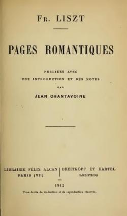 Pages romantiques par Franz Liszt