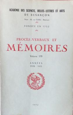 Procs-verbaux et mmoires - Annes 1970 -1971 (t. 179) par Acadmie des Sciences belles-lettres et arts