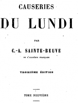 Causeries du lundi, tome 9 par Charles-Augustin Sainte-Beuve
