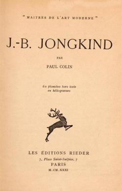 J.-B. Jongkind - Matres de l'Art Modernes par Paul Colin (II)