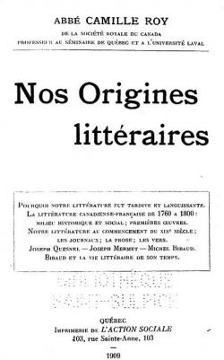 Nos origines littraires par Camille Roy (IV)