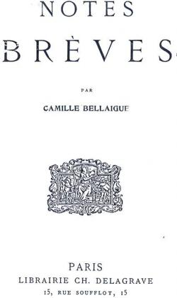 Notes Brves par Camille Bellaigue
