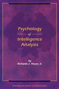 Psychology of Intelligence Analysis par Richards Heuer