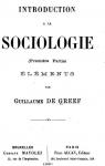 Introduction  la sociologie, tome 1 : lments par Greef