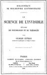La science de l'invisible : tudes de psychologie et de thodice par Lvque