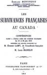 Les survivances franaises au Canada par Montpetit