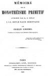Mmoire sur le monothisme primitif attribu par M. E. Renan  la seule race smitique par Schoebel
