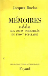 Mmoires, tome 2 : 1935-1939, Aux jours ensoleills du front populaire par Duclos