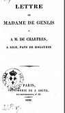 Lettre de Madame de Genlis  M. de Chartres,  Silk, pays de Holstein par Genlis