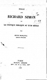 Essai sur Richard Simon et la critique biblique au XVIIe sicle par Margival