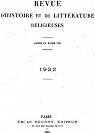 Revue d'Histoire et de Littrature religieuses.1922.Nouvelle srie.Anne et Tome8 par Histoire et de Littrature religieuses