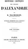 Histoire critique de l'ecole d'Alexandrie, tome3 par Vacherot