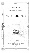 Oeuvres de Madame la baronne de Stael-Holstein, tome 3 par Stal