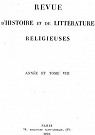Revue d'Histoire et de Littrature religieuses.Anne et Tome8 par Histoire et de Littrature religieuses