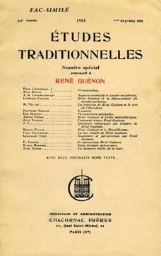 Etudes Traditionnelles.1951. Numro spcial Ren Gunon par Revue Etudes traditionnelles