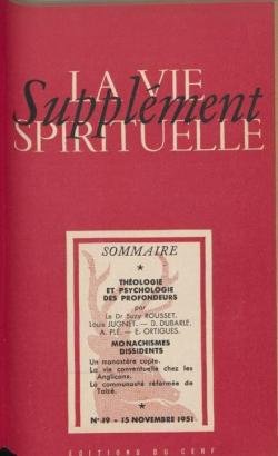 La vie spirituelle. Supplment. N19 _15 novembre 1951 par Revue La vie spirituelle