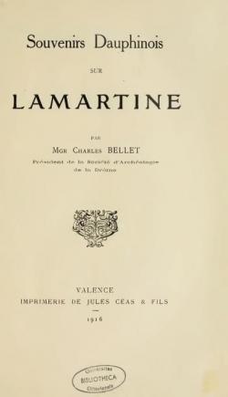 Souvenirs Dauphinois sur Lamartine par Mgr Charles Bellet