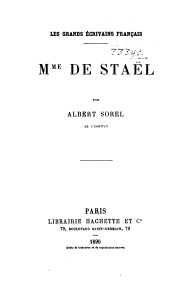 Madame de Stael par Albert Sorel