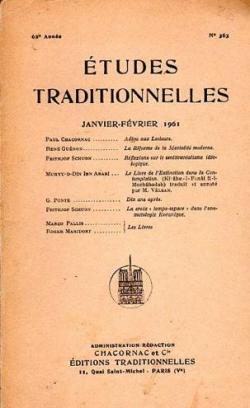 Etudes Traditionnelles. Janvier-Fevrier 1961 par Revue Etudes traditionnelles