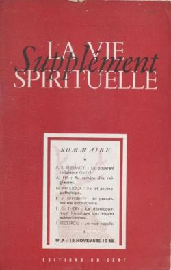 La vie spirituelle. Supplment. N7.15 Novembre 1948 par Revue La vie spirituelle