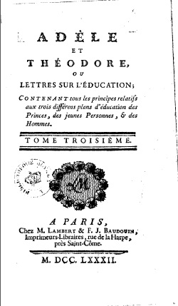 Adle et Thodore ou Lettres sur l'ducation tome 3 par Stphanie Flicit de Genlis