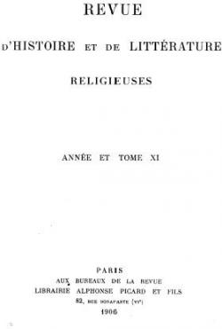 Revue d'Histoire et de Littrature religieuses.Anne et Tome11 par Revue d' Histoire et de Littrature religieuses