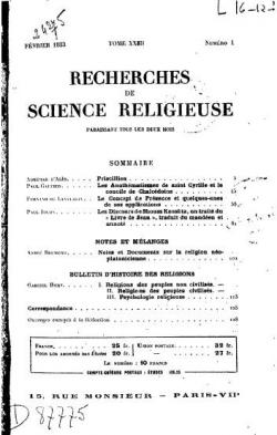 Recherches de science religieuse.Tome XXIII.Anne 1933 par Revue Recherches de science religieuse