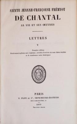 Sa vie et ses oeuvres, tome 8 : Lettres 5 par Jeanne de Chantal