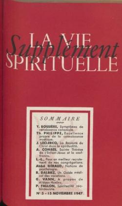 La vie spirituelle. Supplment. N3. 15 Novembre 1947 par Revue La vie spirituelle
