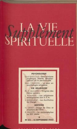 La vie spirituelle. Supplment. N22 -15 septembre 1952 par Revue La vie spirituelle