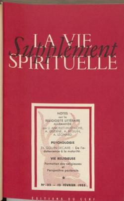 La vie spirituelle. Supplment. N32 -15 fevrier 1955 par Revue La vie spirituelle