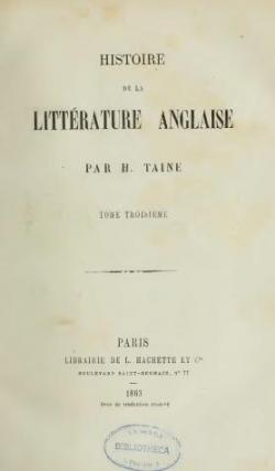 Histoire de la littrature anglaise, tome 3 par Hippolyte Adolphe Taine