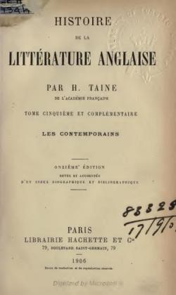 Histoire de la littrature anglaise, tome 5 par Hippolyte Adolphe Taine