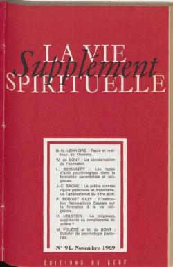 La vie spirituelle. Supplment. N91 -Novembre 1969 par Revue La vie spirituelle
