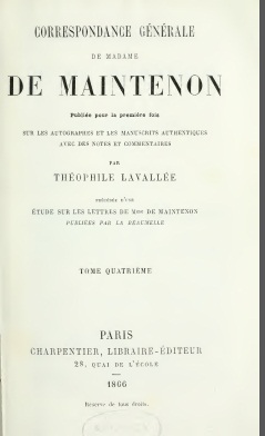Correspondance gnrale de madame de maintenon tome4 par Madame de Maintenon