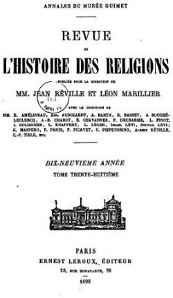 Revue de l'Histoire des Religions-Dix-neuvime anne-Tome Trente-huitime par Jean Reville