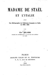 Madame de Stael et l'Italie par Charles Dejob