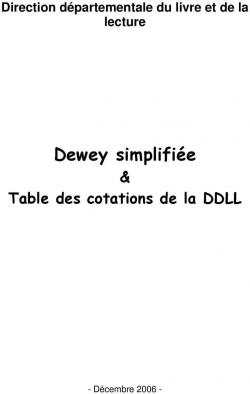 Dewey simplifie & Table des cotations de la DDLL par John Dewey
