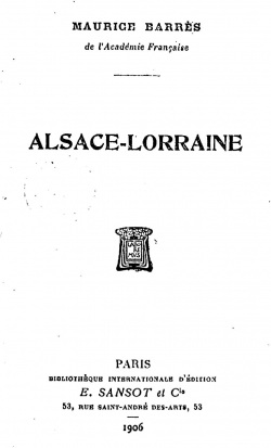 Alsace-Lorraine par Maurice Barrs