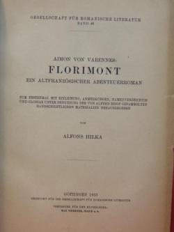 Aimon von Varennes Florimont, ein altfranzsischer Abenteuer-roman... von Alfons Hilka par Alfons Hilka