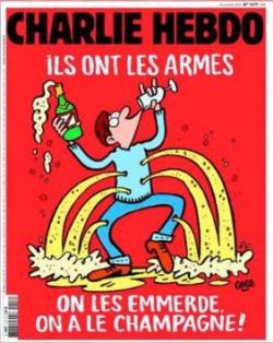 Charlie Hebdo, n1217 : Ils ont les armes. On les emmerde on a le champagne ! par Charlie Hebdo