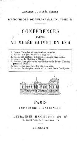 Conferences faites au musee guimet en 1914 par Muse Guimet - Paris