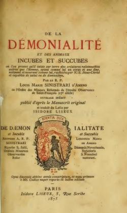 De la demonialite et des animaux incubes et succubes par Ludovico Maria Sinistrari