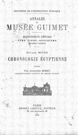 Chronologie gyptienne par Eduard Meyer