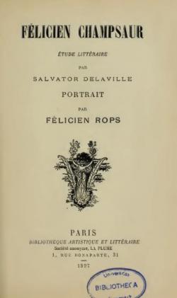 Flicien Champsaur, tude littraire, par Salvator Delaville par Charles Letort