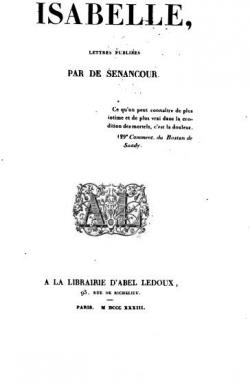 Isabelle, lettres par de Senancour par Etienne de  Senancour