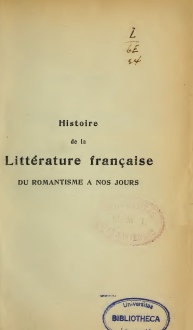 J.-H. Retinger. Histoire de la littrature franaise, du romantisme  nos jours par Joseph H. Retinger